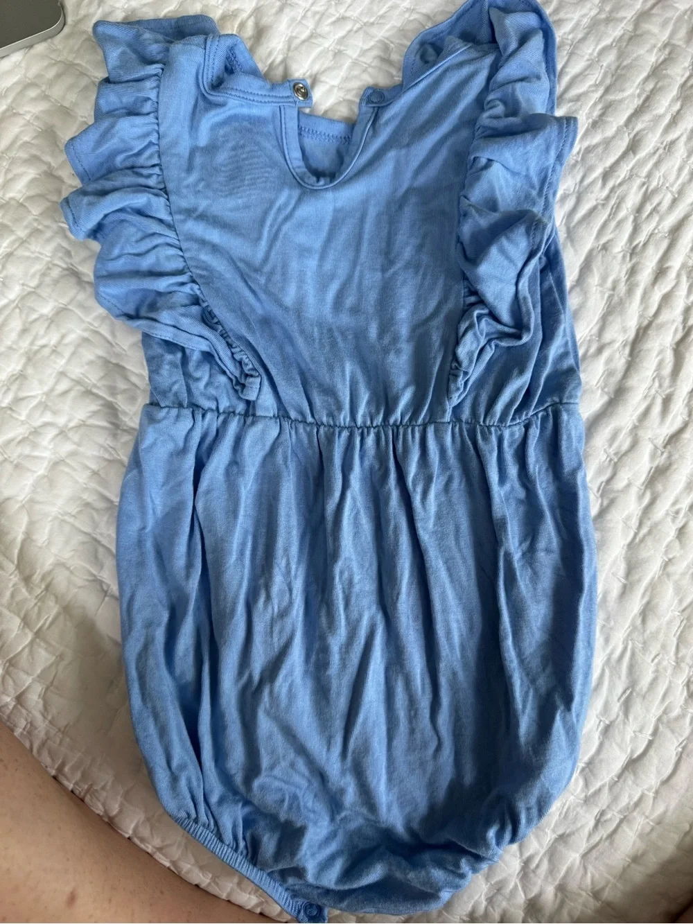 Kyte BABY Light Blue Ruffle Sleeve One-Piece Bodysuit